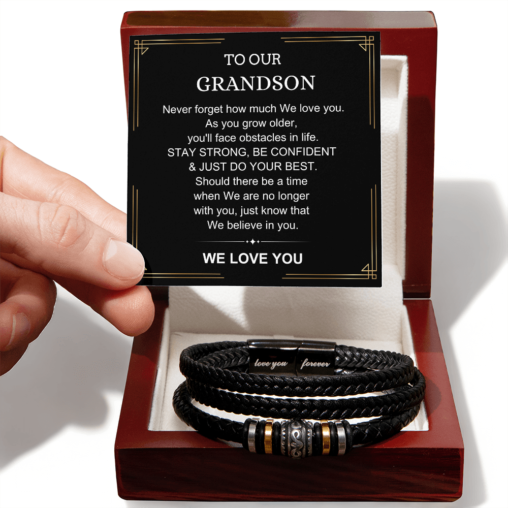 To Our Grandson - Love You Forever Bracelet - We Believe In You Message Card Gift
