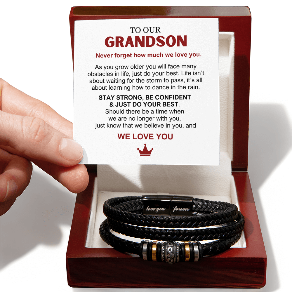 To Our Grandson - Love You Forever Bracelet - We Believe In You Message Card Gift