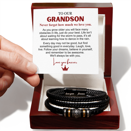To Our Grandson - Love You Forever Bracelet - Always With You Message Card Gift