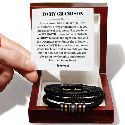 To My Grandson - Love You Forever Bracelet - Forever Cherished in My Heart