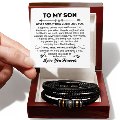 To My Son - Love You Forever Bracelet - You Are My World Gift