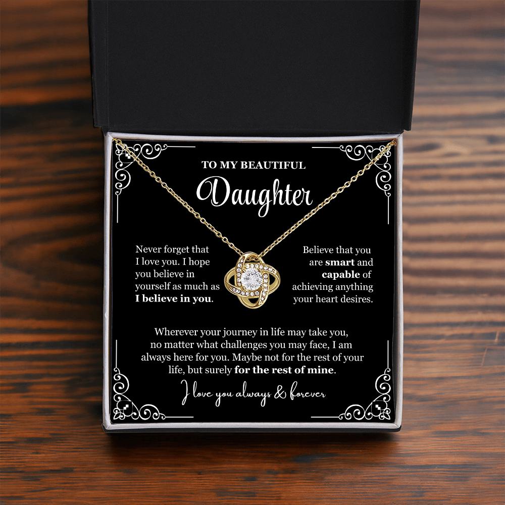 To My Daughter - Love Knot Necklace - Love You For The Rest Of Mine Gift Box