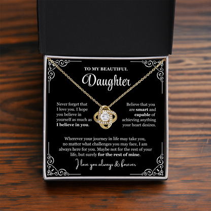 To My Daughter - Love Knot Necklace - Love You For The Rest Of Mine Gift Box