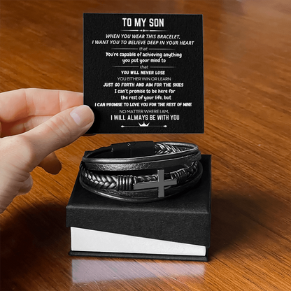To My Son - Cross Bracelet - Always With You Message Card Gift