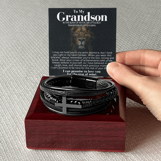 To My Grandson - Cross Bracelet - You Are the Lion