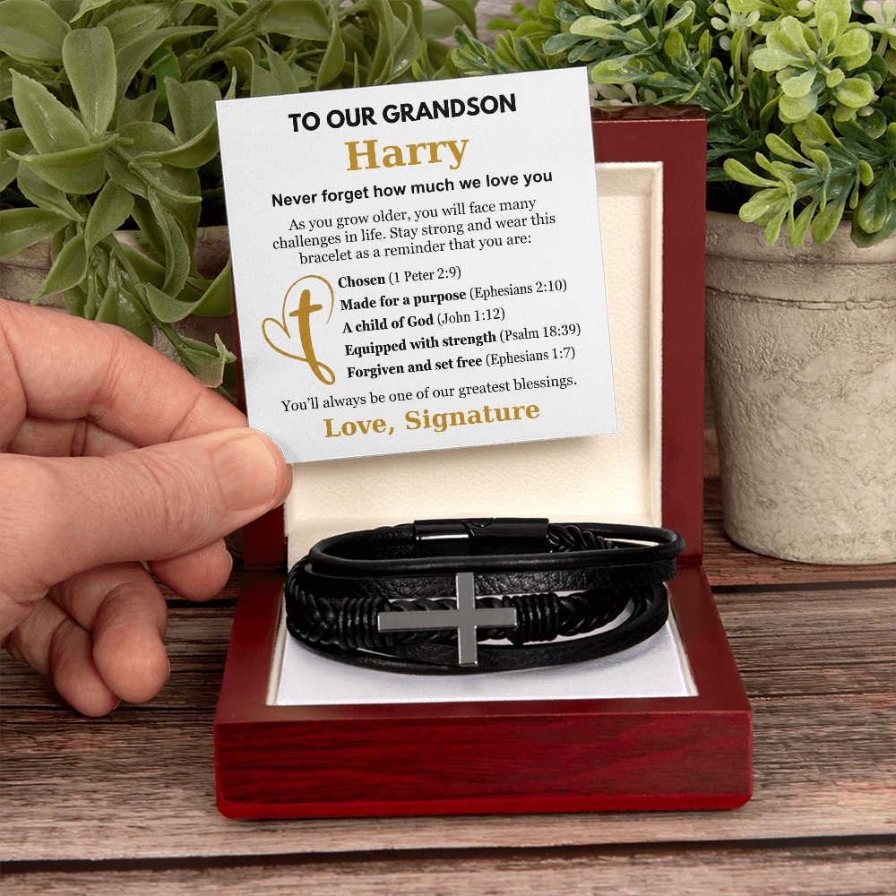 You Are One Of Our Greatest Blessings - Cross Bracelet Gift for Grandson