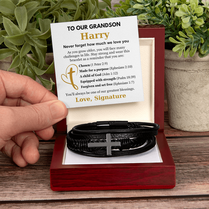 You Are One Of Our Greatest Blessings - Cross Bracelet Gift for Grandson