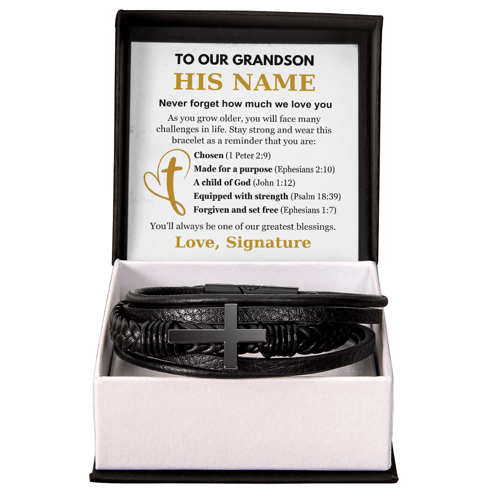 You Are One Of Our Greatest Blessings - Cross Bracelet Gift for Grandson