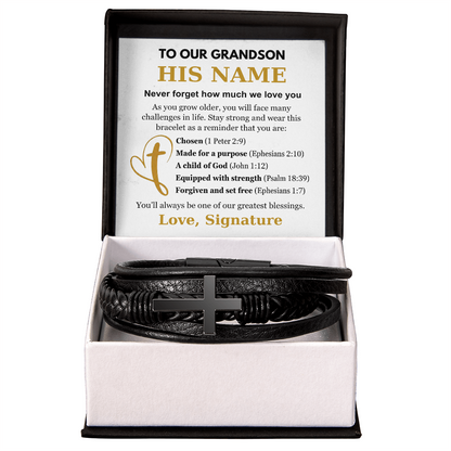 You Are One Of Our Greatest Blessings - Cross Bracelet Gift for Grandson