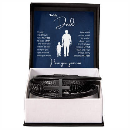 To My Dad - Cross Bracelet - Always Your Little Man Message Card Gift