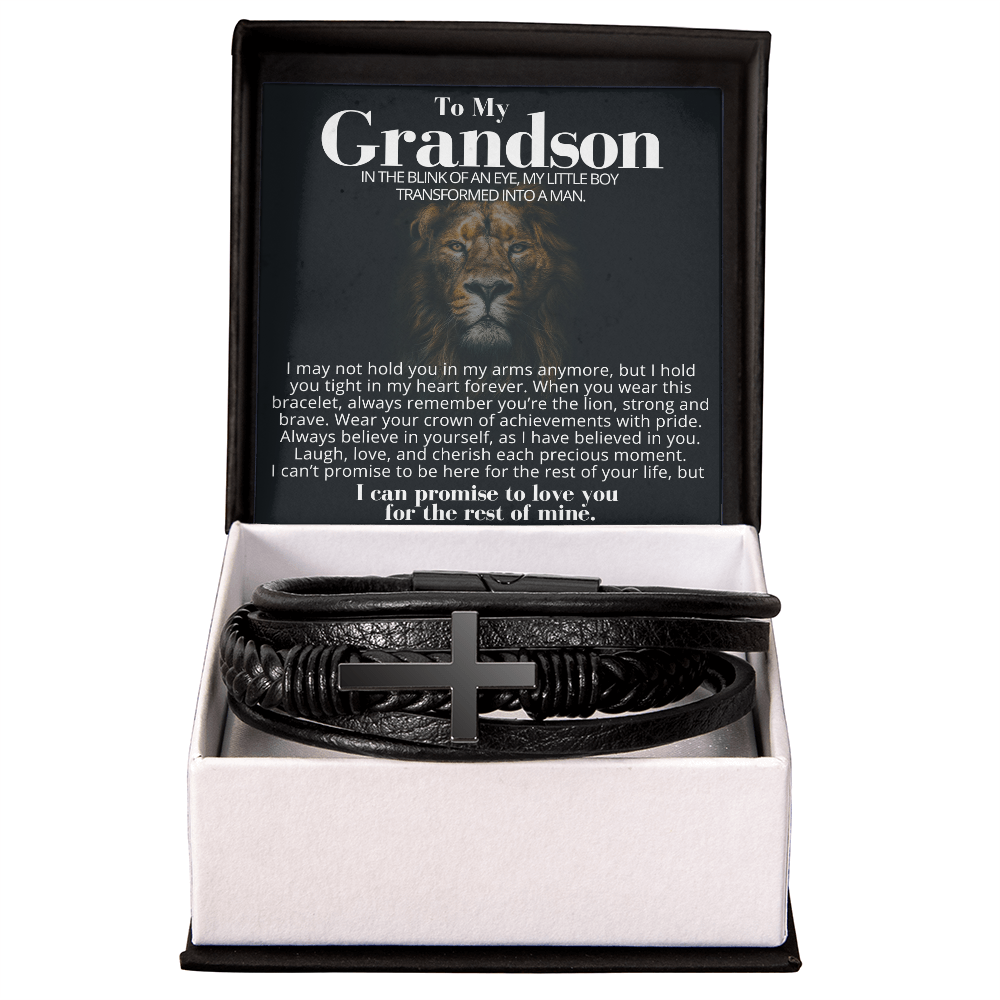 To My Grandson - Cross Bracelet - You Are the Lion