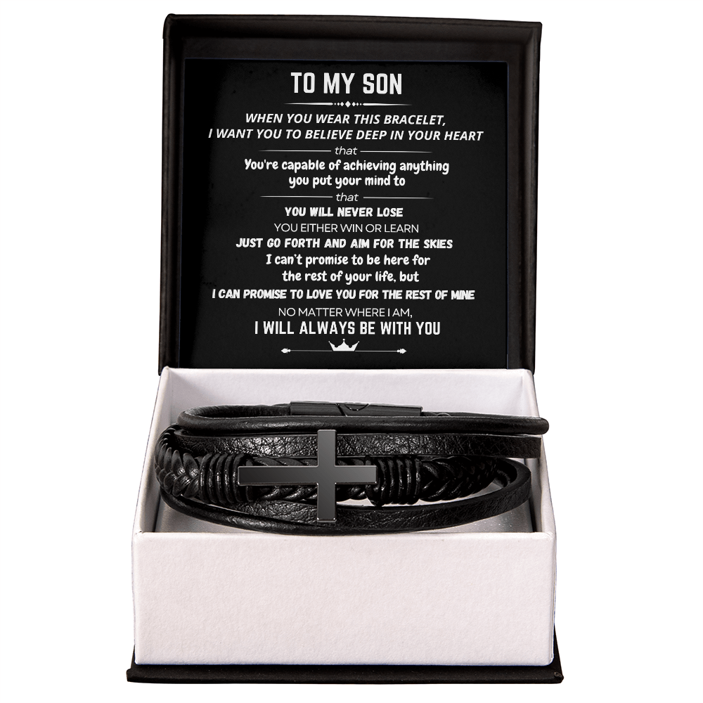 To My Son - Cross Bracelet - Always With You Message Card Gift