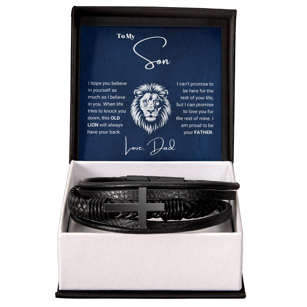 To My Son from Dad - Cross Bracelet - Proud Father Message Card Gift