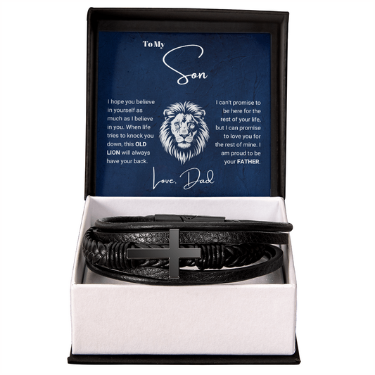 To My Son from Dad - Cross Bracelet - Proud Father Message Card Gift