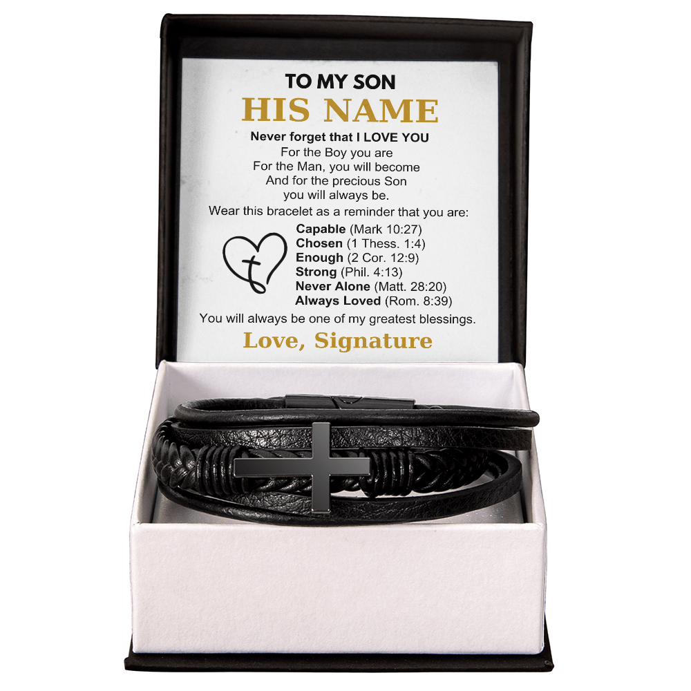 You Are Always Loved - Cross Bracelet Gift for Son
