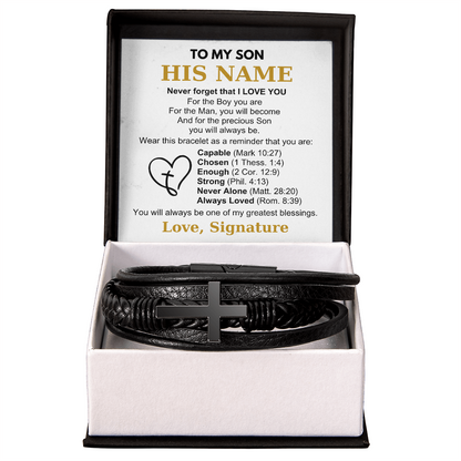 You Are Always Loved - Cross Bracelet Gift for Son