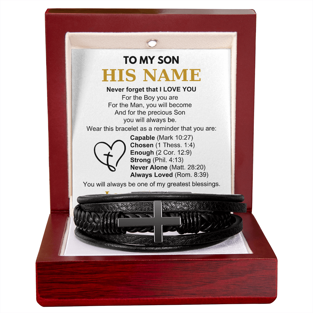 You Are Always Loved - Cross Bracelet Gift for Son