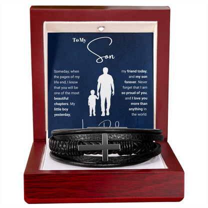 To My Son - Cross Bracelet - I Am So Proud of You Message Card Gift