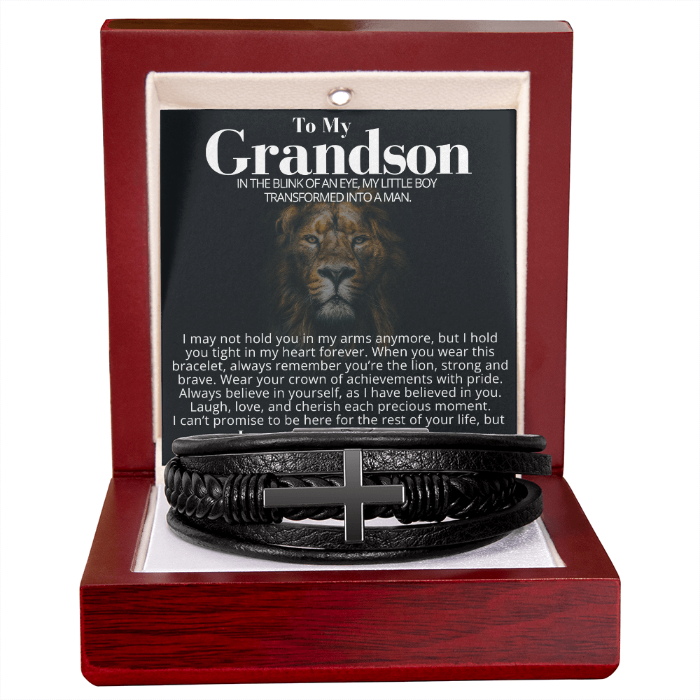 To My Grandson - Cross Bracelet - You Are the Lion