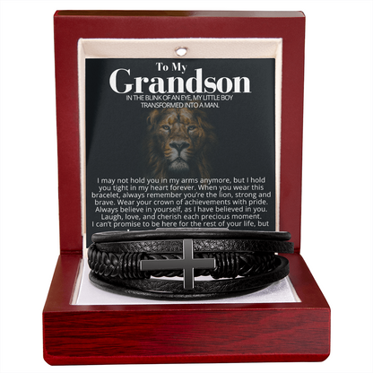 To My Grandson - Cross Bracelet - You Are the Lion