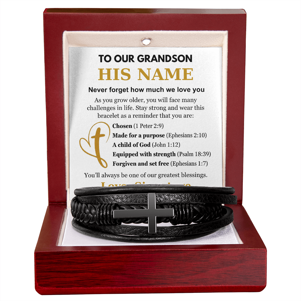 You Are One Of Our Greatest Blessings - Cross Bracelet Gift for Grandson