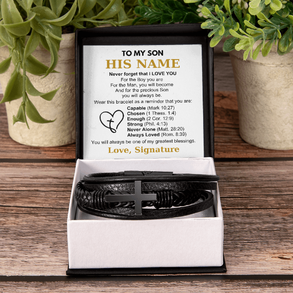You Are Always Loved - Cross Bracelet Gift for Son