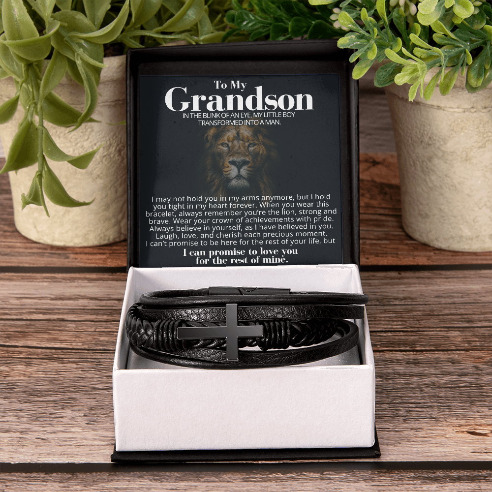 To My Grandson - Cross Bracelet - You Are the Lion