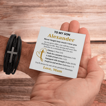 You Are One Of My Greatest Blessings - Cross Bracelet Gift for Son UK