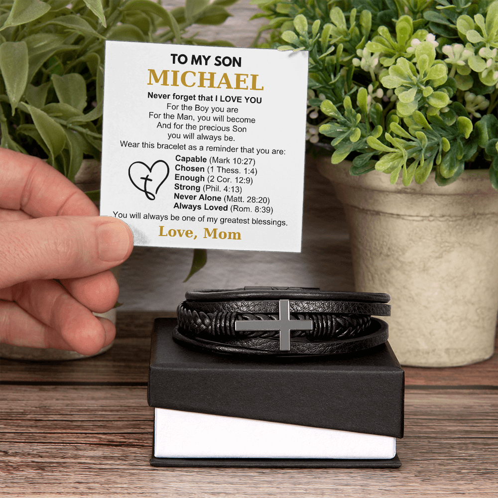 You Are Always Loved - Cross Bracelet Gift for Son