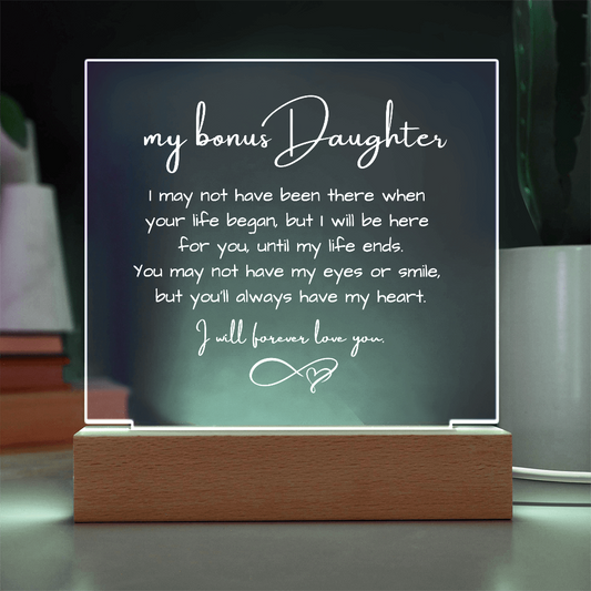 To Bonus Daughter - Acrylic Plaque Nightlight Gift Heartfelt Message gift