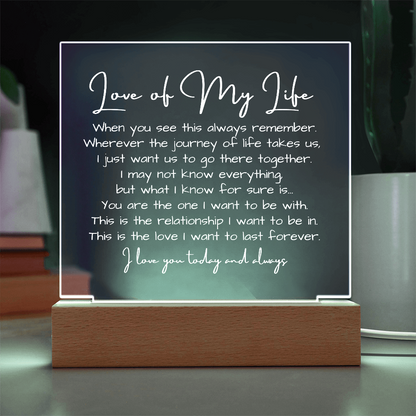 To My Soulmate - Acrylic Plaque Nightlight LED Lamp Anniversary Valentine Message gift