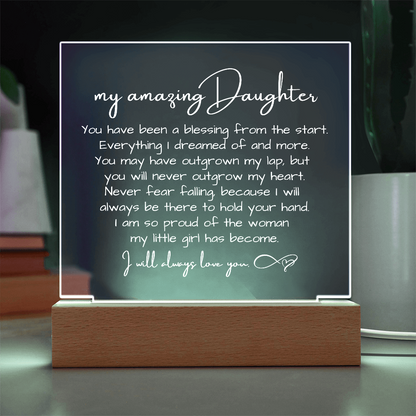 To My Daughter - Acrylic Plaque Nightlight LED Lamp Heartfelt Message gift