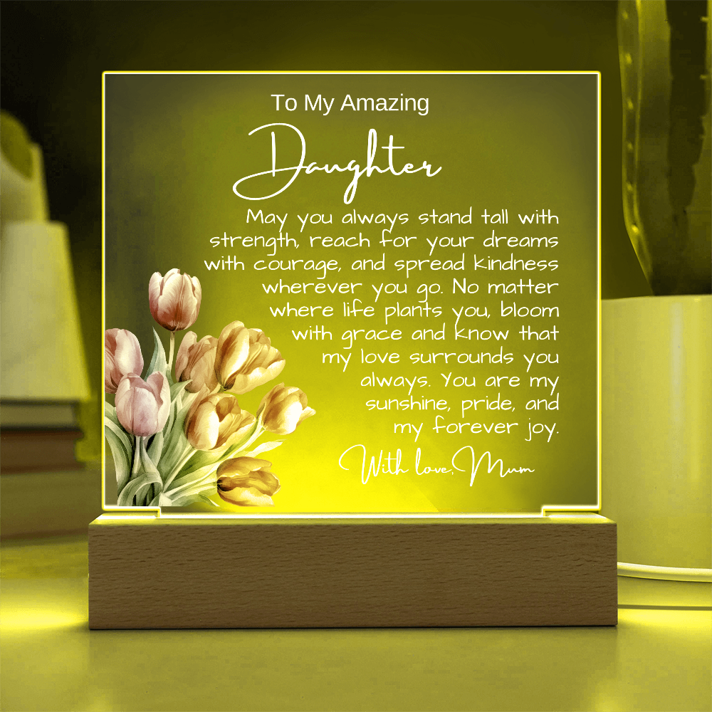 To My Daughter from Mum - Acrylic Plaque Nightlight LED Lamp Message gift