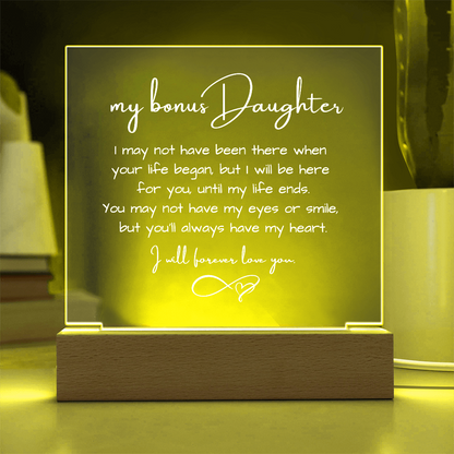 To Bonus Daughter - Acrylic Plaque Nightlight Gift Heartfelt Message gift