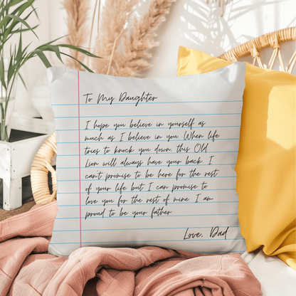 To My Daughter from Dad - Heartfelt Message Letter Pillow - Always Have Your Back
