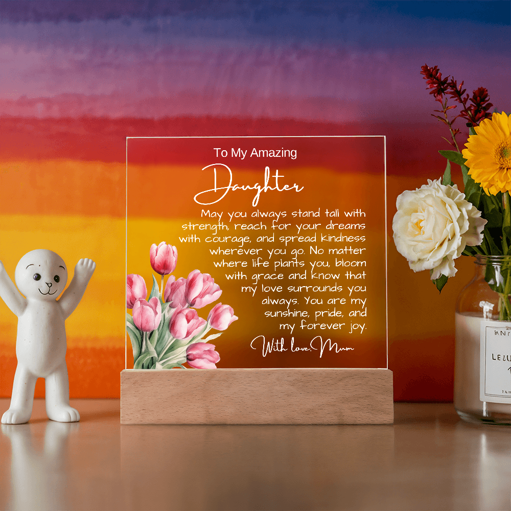 To My Daughter from Mum - Acrylic Plaque Nightlight LED Lamp Message gift