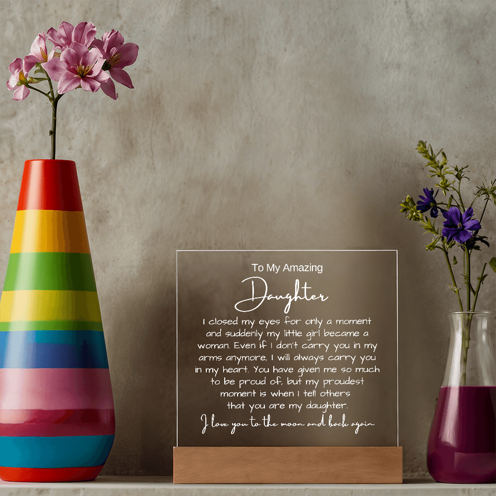 To My Daughter - Acrylic Plaque Nightlight LED Lamp Heartfelt Message gift