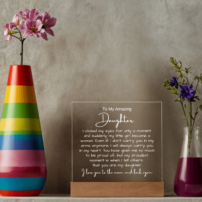 To My Daughter - Acrylic Plaque Nightlight LED Lamp Heartfelt Message gift