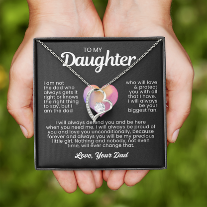 To My Daughter Necklace from Dad - Love Heart Necklace - Always Proud Of You Message Card Gift