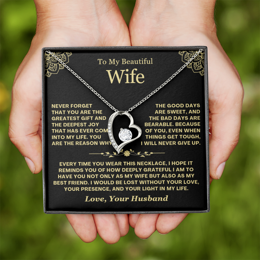 To My Wife - Love Heart Necklace - Greatest Gift Valentine's Day Gift