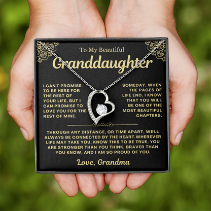 To My Granddaughter Necklace - Love Heart Necklace - I Am So Proud Of You Message Card Jewelry Gift (Copy)