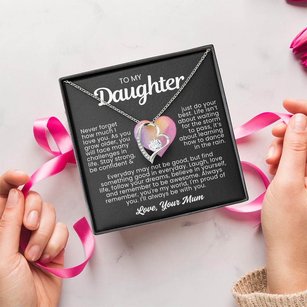 To My Daughter Necklace from Mum - Love Heart Necklace - You Are My World Gift