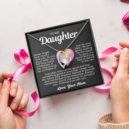 To My Daughter Necklace from Mum - Love Heart Necklace - You Are My World Gift