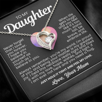 To My Daughter Necklace from Dad - Love Heart Necklace - You Are My World