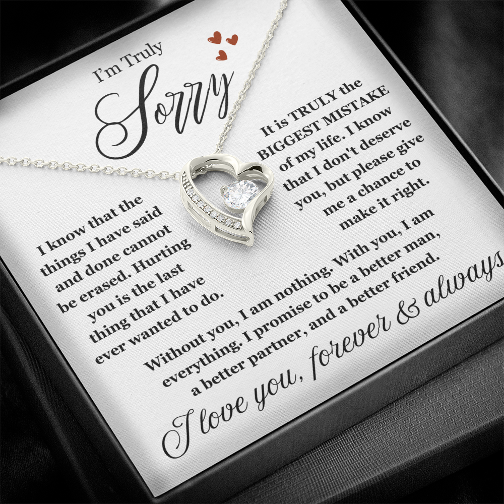To My Love - Love Heart Necklace - I Am Sorry Message Card Gift