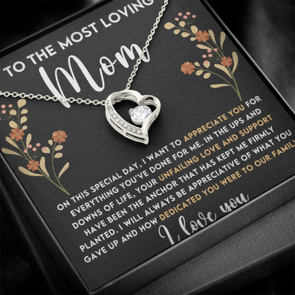 To My Mom - Love Heart Necklace - from Son Message Card Gift