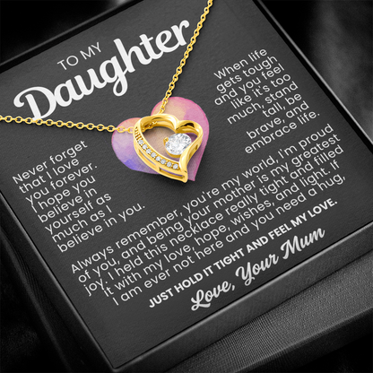 To My Daughter Necklace from Dad - Love Heart Necklace - You Are My World