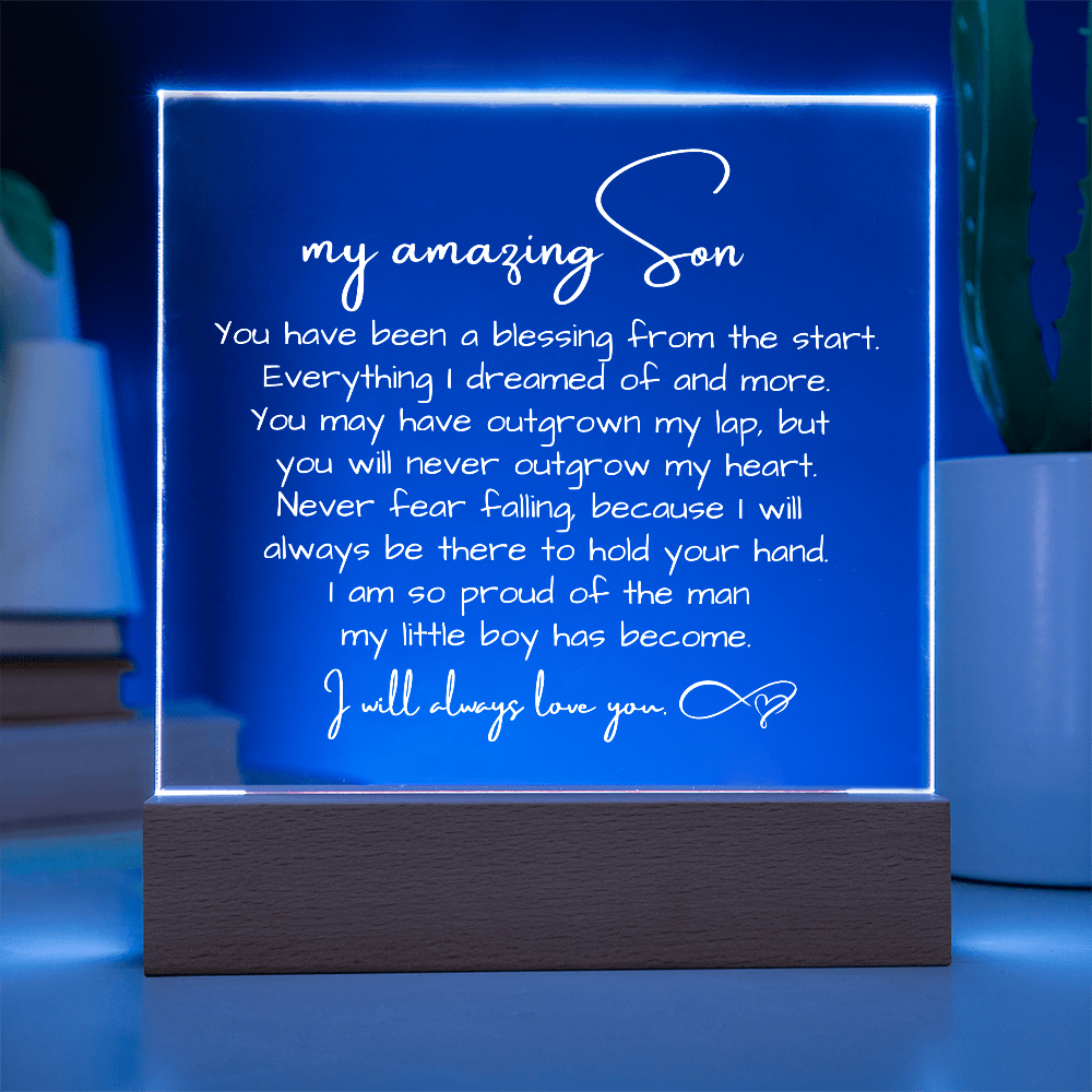To My Son - Acrylic Plaque Nightlight LED Lamp Heartfelt Message gift
