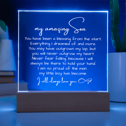 To My Son - Acrylic Plaque Nightlight LED Lamp Heartfelt Message gift