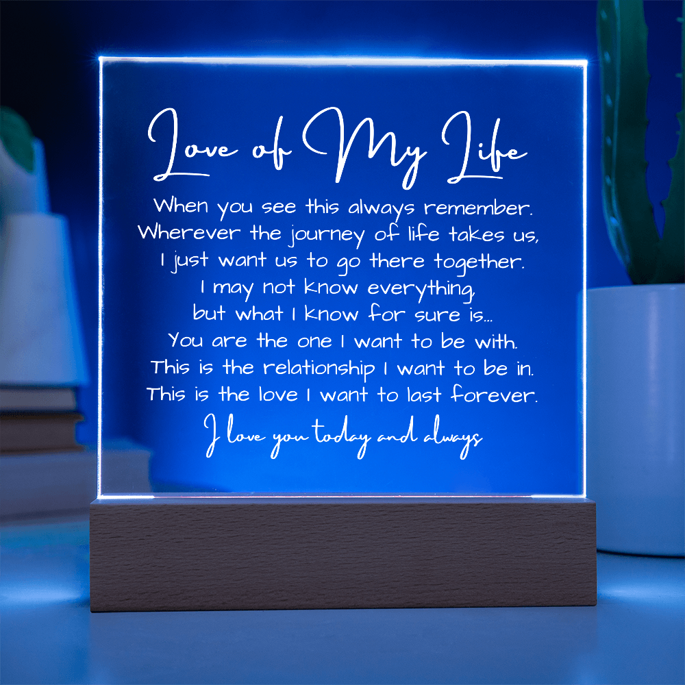 To My Soulmate - Acrylic Plaque Nightlight LED Lamp Anniversary Valentine Message gift